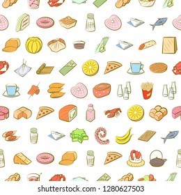 Various images set. Background for printing, design, web. Usable as icons. Seamless. Colored.