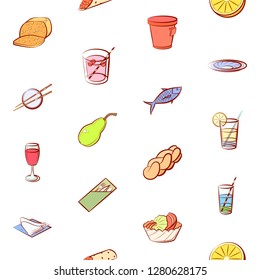 Various images set. Background for printing, design, web. Usable as icons. Seamless. Colored.