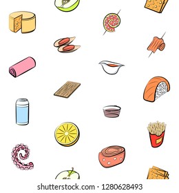 Various images set. Background for printing, design, web. Usable as icons. Seamless. Colored.