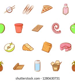 Various images set. Background for printing, design, web. Usable as icons. Seamless. Colored.