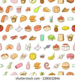 Various images set. Background for printing, design, web. Usable as icons. Seamless. Colored.