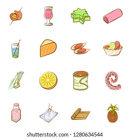 Various images set. Background for printing, design, web. Usable as icons. Colored.