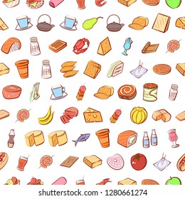 Various images set. Background for printing, design, web. Usable as icons. Seamless. Colored.