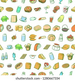 Various images set. Background for printing, design, web. Usable as icons. Seamless. Colored.