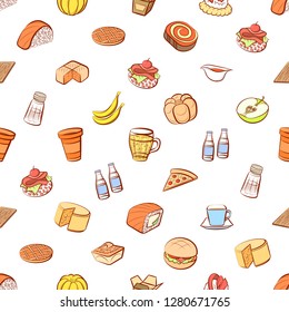 Various images set. Background for printing, design, web. Usable as icons. Seamless. Colored.