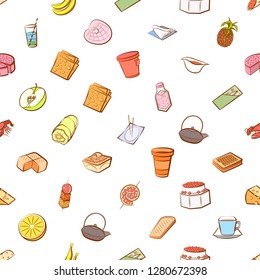 Various images set. Background for printing, design, web. Usable as icons. Seamless. Colored.