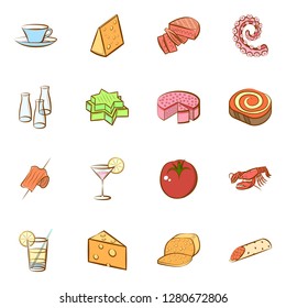 Various images set. Background for printing, design, web. Usable as icons. Colored.