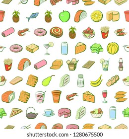 Various images set. Background for printing, design, web. Usable as icons. Seamless. Colored.