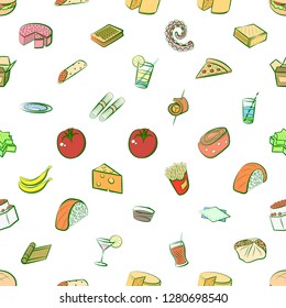 Various images set. Background for printing, design, web. Usable as icons. Seamless. Colored.