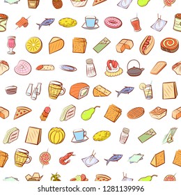 Various images set. Background for printing, design, web. Usable as icons. Seamless. Colored.