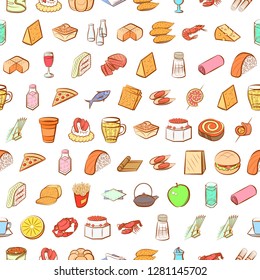 Various images set. Background for printing, design, web. Usable as icons. Seamless. Colored.