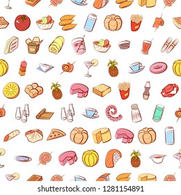 Various images set. Background for printing, design, web. Usable as icons. Seamless. Colored.