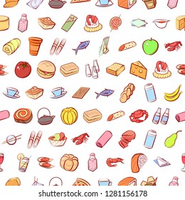 Various images set. Background for printing, design, web. Usable as icons. Seamless. Colored.