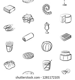 Various images set. Background for printing, design, web. Usable as icons. Seamless. Monochrome binary, black and white.