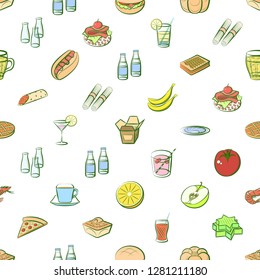 Various images set. Background for printing, design, web. Usable as icons. Seamless. Colored.