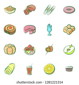 Various images set. Background for printing, design, web. Usable as icons. Colored.
