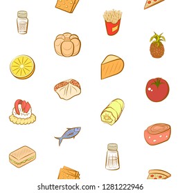 Various images set. Background for printing, design, web. Usable as icons. Seamless. Colored.