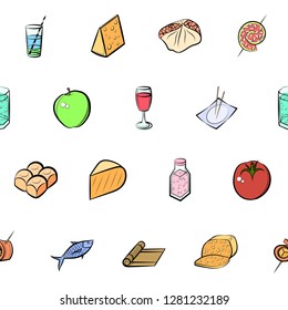 Various images set. Background for printing, design, web. Usable as icons. Seamless. Colored.