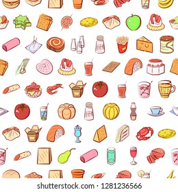 Various images set. Background for printing, design, web. Usable as icons. Seamless. Colored.