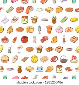 Various images set. Background for printing, design, web. Usable as icons. Seamless. Colored.