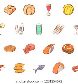 Various images set. Background for printing, design, web. Usable as icons. Seamless. Colored.