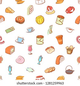 Various images set. Background for printing, design, web. Usable as icons. Seamless. Colored.