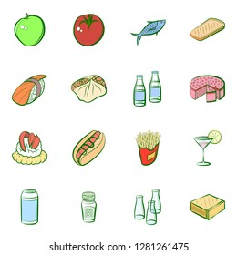 Various images set. Background for printing, design, web. Usable as icons. Colored.