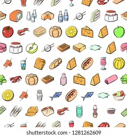 Various images set. Background for printing, design, web. Usable as icons. Seamless. Colored.