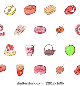 Various images set. Background for printing, design, web. Usable as icons. Seamless. Colored.