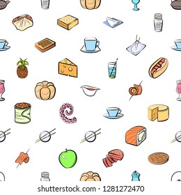 Various images set. Background for printing, design, web. Usable as icons. Seamless. Colored.
