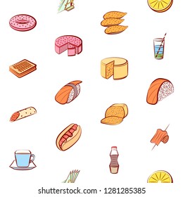 Various images set. Background for printing, design, web. Usable as icons. Seamless. Colored.