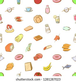 Various images set. Background for printing, design, web. Usable as icons. Seamless. Colored.