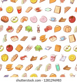 Various images set. Background for printing, design, web. Usable as icons. Seamless. Colored.