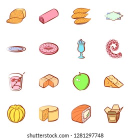 Various images set. Background for printing, design, web. Usable as icons. Colored.