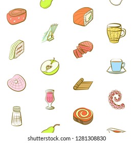 Various images set. Background for printing, design, web. Usable as icons. Seamless. Colored.