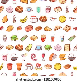Various images set. Background for printing, design, web. Usable as icons. Seamless. Colored.