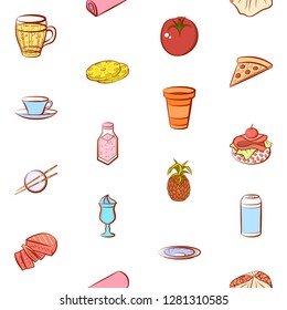 Various images set. Background for printing, design, web. Usable as icons. Seamless. Colored.