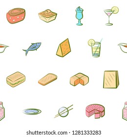 Various images set. Background for printing, design, web. Usable as icons. Seamless. Colored.