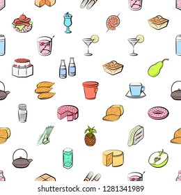 Various images set. Background for printing, design, web. Usable as icons. Seamless. Colored.