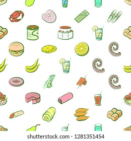 Various images set. Background for printing, design, web. Usable as icons. Seamless. Colored.