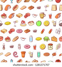 Various images set. Background for printing, design, web. Usable as icons. Seamless. Colored.