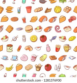 Various images set. Background for printing, design, web. Usable as icons. Seamless. Colored.