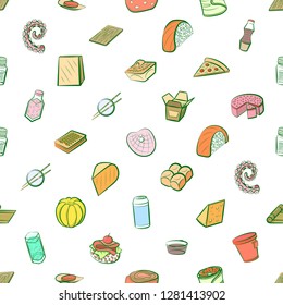 Various images set. Background for printing, design, web. Usable as icons. Seamless. Colored.