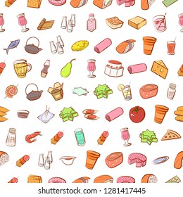 Various images set. Background for printing, design, web. Usable as icons. Seamless. Colored.