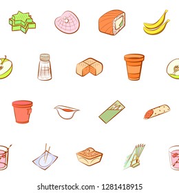 Various images set. Background for printing, design, web. Usable as icons. Seamless. Colored.