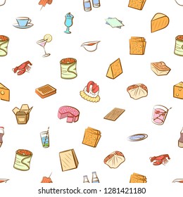 Various images set. Background for printing, design, web. Usable as icons. Seamless. Colored.
