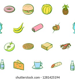 Various images set. Background for printing, design, web. Usable as icons. Seamless. Colored.