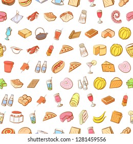Various images set. Background for printing, design, web. Usable as icons. Seamless. Colored.