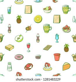 Various images set. Background for printing, design, web. Usable as icons. Seamless. Colored.