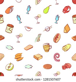 Various images set. Background for printing, design, web. Usable as icons. Seamless. Colored.